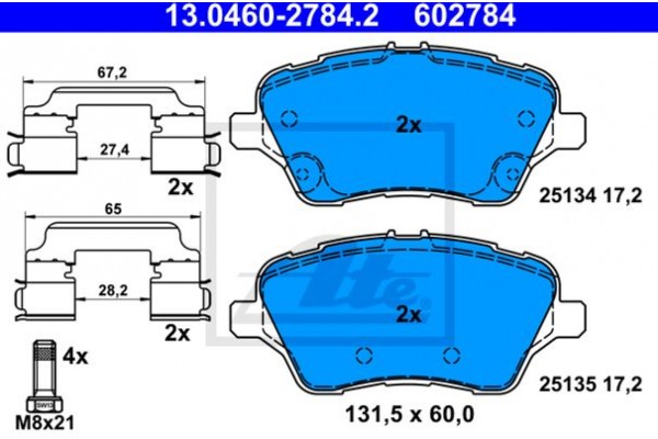 Ate Σετ τακάκια, Δισκόφρενα - 13.0460-2784.2