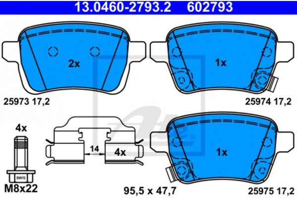 Ate Σετ τακάκια, Δισκόφρενα - 13.0460-2793.2