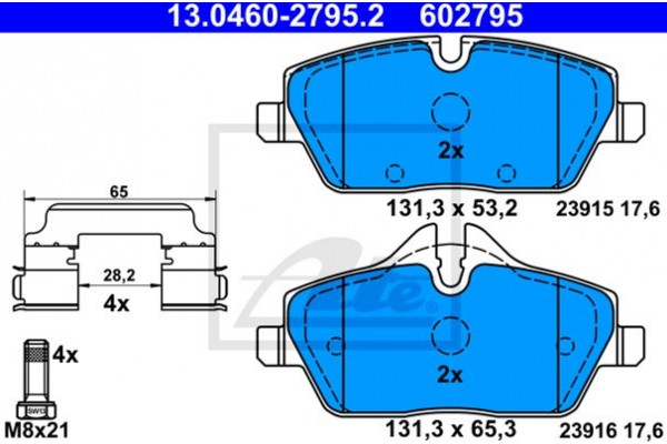 Ate Σετ τακάκια, Δισκόφρενα - 13.0460-2795.2