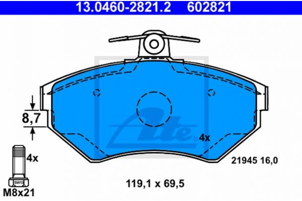 Ate Σετ τακάκια, Δισκόφρενα - 13.0460-2821.2