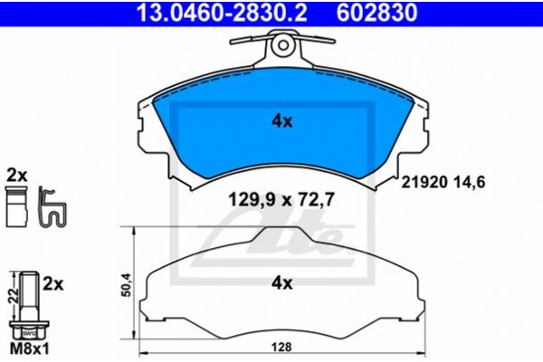 Ate Σετ τακάκια, Δισκόφρενα - 13.0460-2830.2