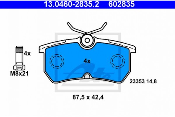 Ate Σετ τακάκια, Δισκόφρενα - 13.0460-2835.2