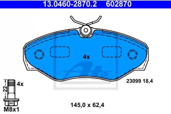 Ate Σετ τακάκια, Δισκόφρενα - 13.0460-2870.2