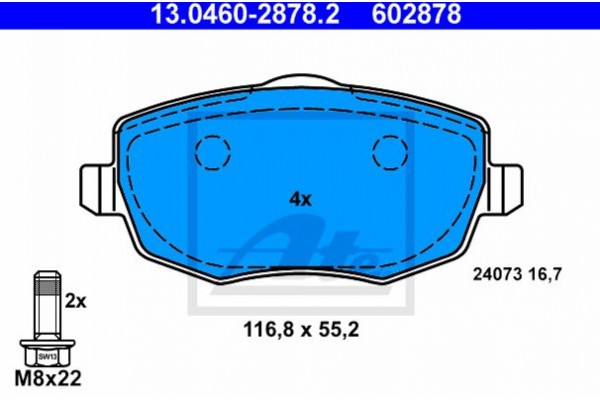 Ate Σετ τακάκια, Δισκόφρενα - 13.0460-2878.2