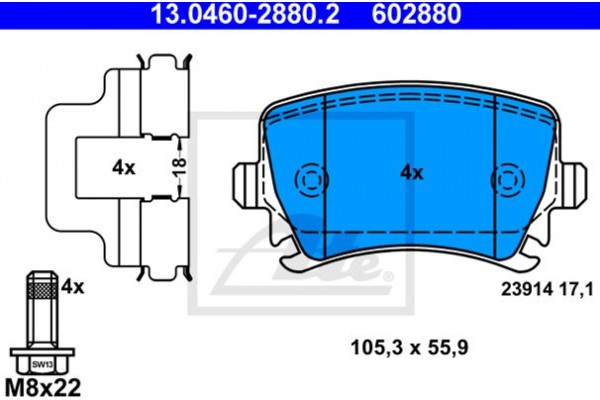 Ate Σετ τακάκια, Δισκόφρενα - 13.0460-2880.2