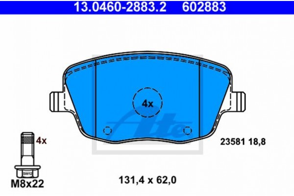 Ate Σετ τακάκια, Δισκόφρενα - 13.0460-2883.2