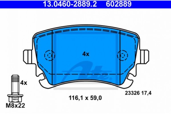 Ate Σετ τακάκια, Δισκόφρενα - 13.0460-2889.2