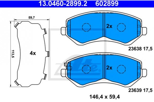 Ate Σετ τακάκια, Δισκόφρενα - 13.0460-2899.2