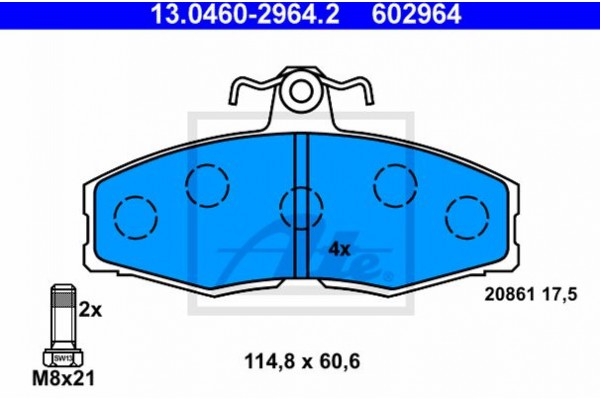 Ate Σετ τακάκια, Δισκόφρενα - 13.0460-2964.2