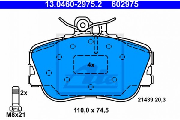 Ate Σετ τακάκια, Δισκόφρενα - 13.0460-2975.2