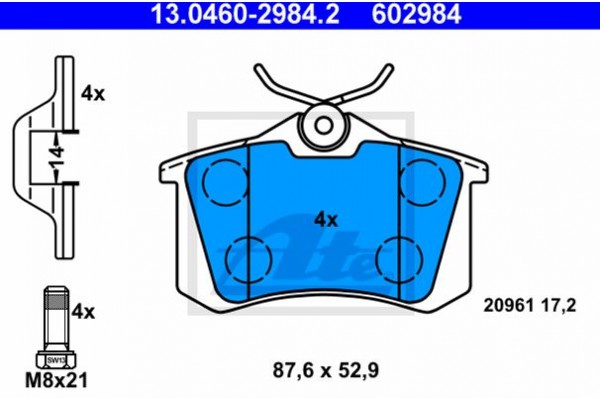 Ate Σετ τακάκια, Δισκόφρενα - 13.0460-2984.2