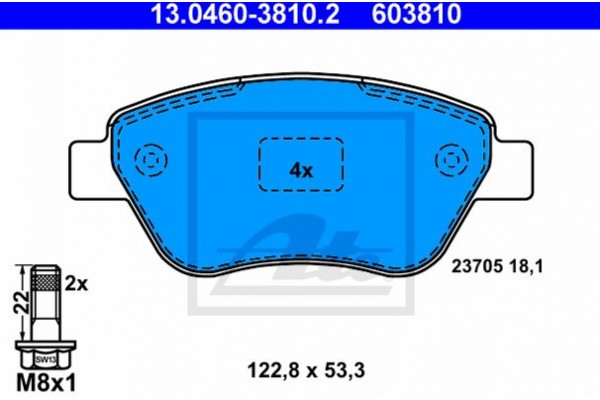 Ate Σετ τακάκια, Δισκόφρενα - 13.0460-3810.2