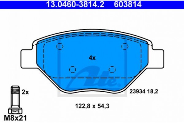 Ate Σετ τακάκια, Δισκόφρενα - 13.0460-3814.2