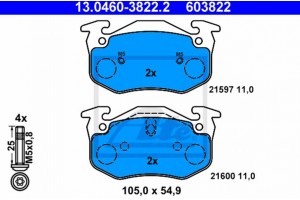 Ate Σετ τακάκια, Δισκόφρενα - 13.0460-3822.2