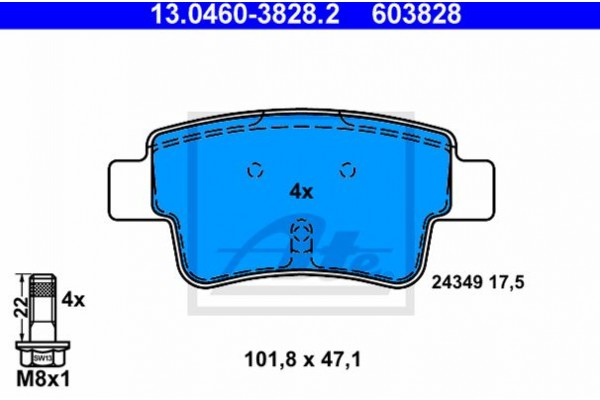 Ate Σετ τακάκια, Δισκόφρενα - 13.0460-3828.2