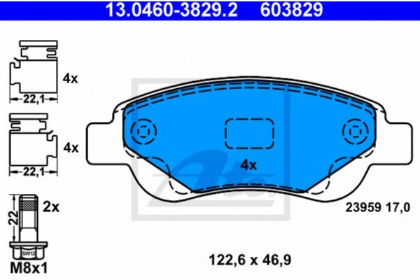 Ate Σετ τακάκια, Δισκόφρενα - 13.0460-3829.2