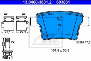 Ate Σετ τακάκια, Δισκόφρενα - 13.0460-3831.2