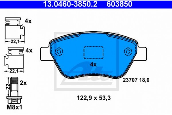 Ate Σετ τακάκια, Δισκόφρενα - 13.0460-3850.2