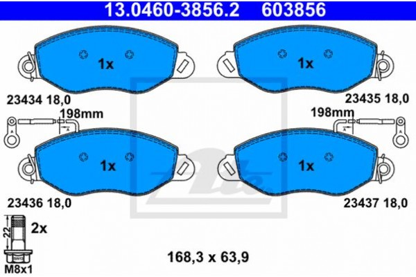 Ate Σετ τακάκια, Δισκόφρενα - 13.0460-3856.2