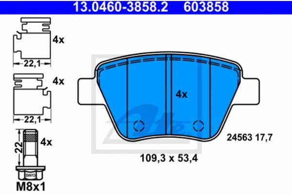 Ate Σετ τακάκια, Δισκόφρενα - 13.0460-3858.2