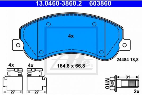 Ate Σετ τακάκια, Δισκόφρενα - 13.0460-3860.2