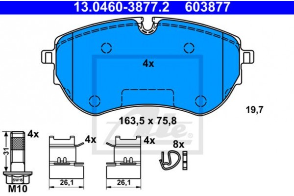 Ate Σετ τακάκια, Δισκόφρενα - 13.0460-3877.2