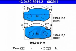 Ate Σετ τακάκια, Δισκόφρενα - 13.0460-3911.2