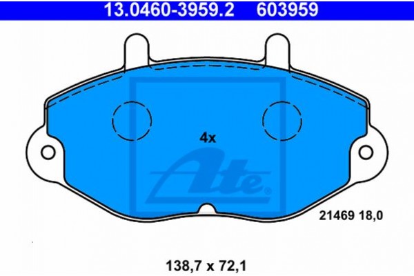 Ate Σετ τακάκια, Δισκόφρενα - 13.0460-3959.2