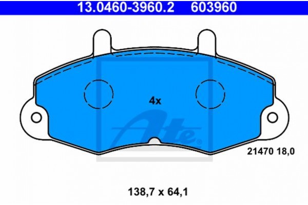 Ate Σετ τακάκια, Δισκόφρενα - 13.0460-3960.2