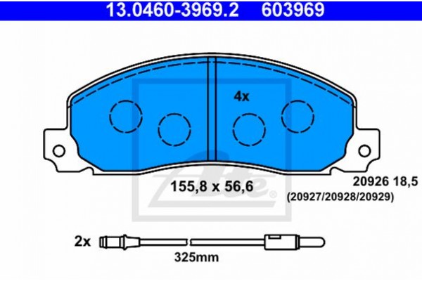 Ate Σετ τακάκια, Δισκόφρενα - 13.0460-3969.2