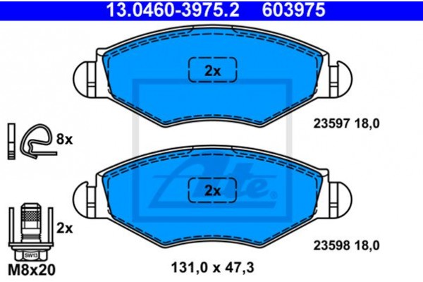 Ate Σετ τακάκια, Δισκόφρενα - 13.0460-3975.2