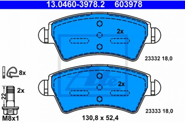 Ate Σετ τακάκια, Δισκόφρενα - 13.0460-3978.2