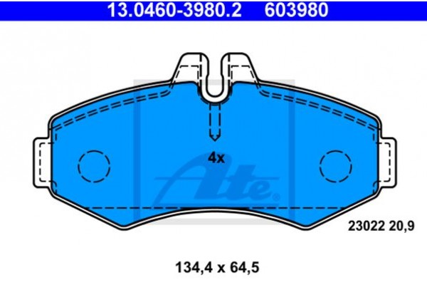 Ate Σετ τακάκια, Δισκόφρενα - 13.0460-3980.2