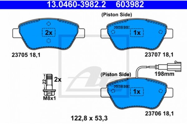 Ate Σετ τακάκια, Δισκόφρενα - 13.0460-3982.2