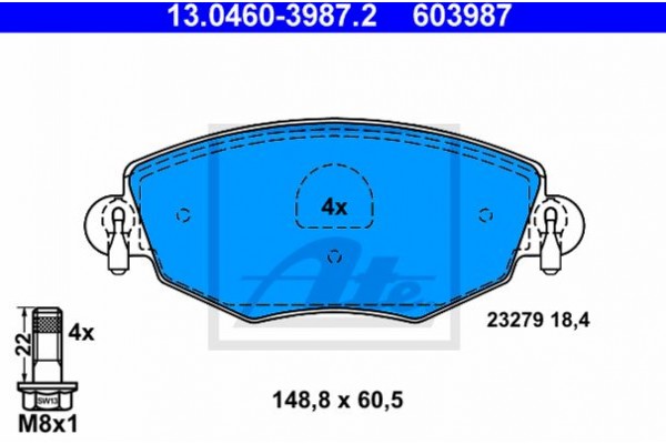 Ate Σετ τακάκια, Δισκόφρενα - 13.0460-3987.2