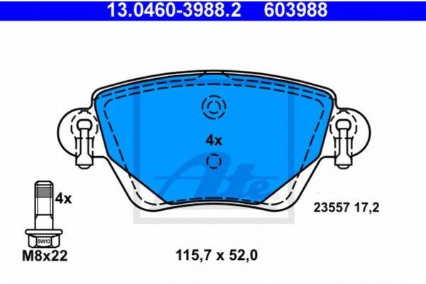 Ate Σετ τακάκια, Δισκόφρενα - 13.0460-3988.2