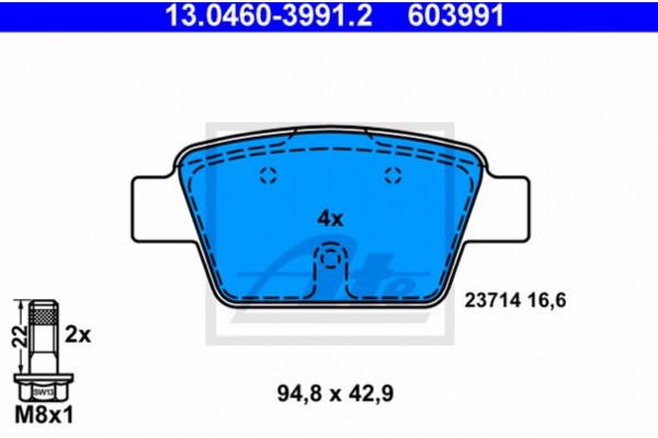 Ate Σετ τακάκια, Δισκόφρενα - 13.0460-3991.2