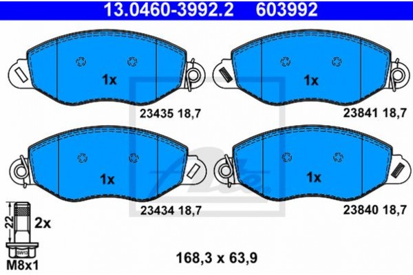 Ate Σετ τακάκια, Δισκόφρενα - 13.0460-3992.2