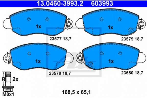 Ate Σετ τακάκια, Δισκόφρενα - 13.0460-3993.2