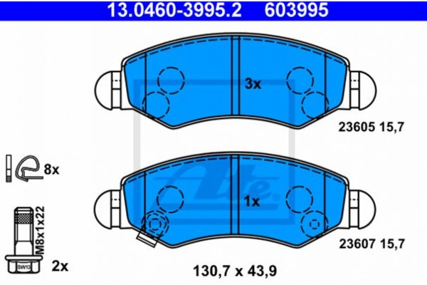 Ate Σετ τακάκια, Δισκόφρενα - 13.0460-3995.2