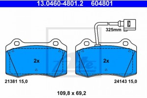 Ate Σετ τακάκια, Δισκόφρενα - 13.0460-4801.2