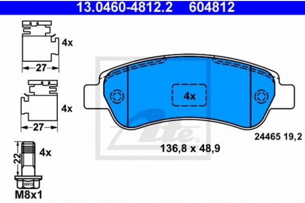 Ate Σετ τακάκια, Δισκόφρενα - 13.0460-4812.2