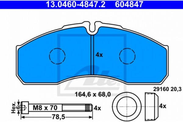 Ate Σετ τακάκια, Δισκόφρενα - 13.0460-4847.2