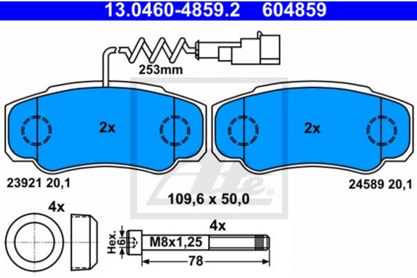 Ate Σετ τακάκια, Δισκόφρενα - 13.0460-4859.2