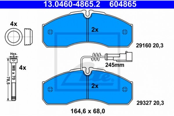 Ate Σετ τακάκια, Δισκόφρενα - 13.0460-4865.2