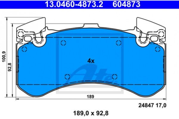 Ate Σετ τακάκια, Δισκόφρενα - 13.0460-4873.2