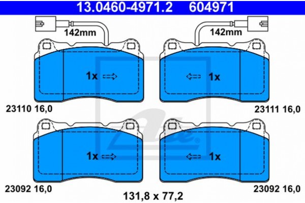 Ate Σετ τακάκια, Δισκόφρενα - 13.0460-4971.2