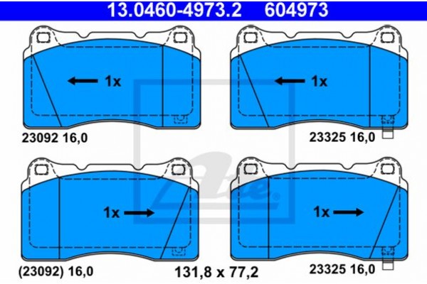 Ate Σετ τακάκια, Δισκόφρενα - 13.0460-4973.2