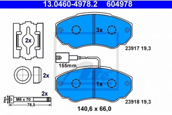 Ate Σετ τακάκια, Δισκόφρενα - 13.0460-4978.2