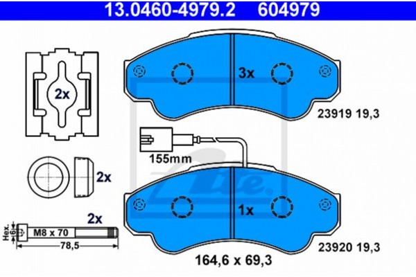 Ate Σετ τακάκια, Δισκόφρενα - 13.0460-4979.2